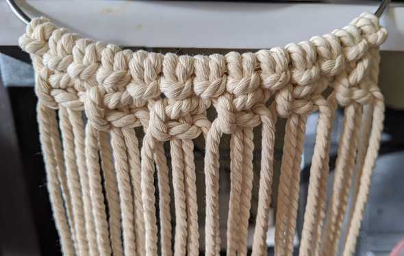 Macrame first row of square knots