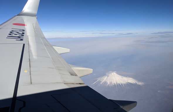 JAL flying over Mt. Fuji